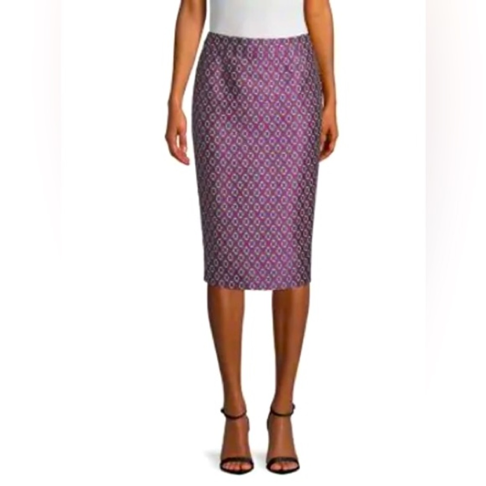💙💜HUGO BOSS Gorgeous geometric pattern diamond office pencil long skirt cobalt